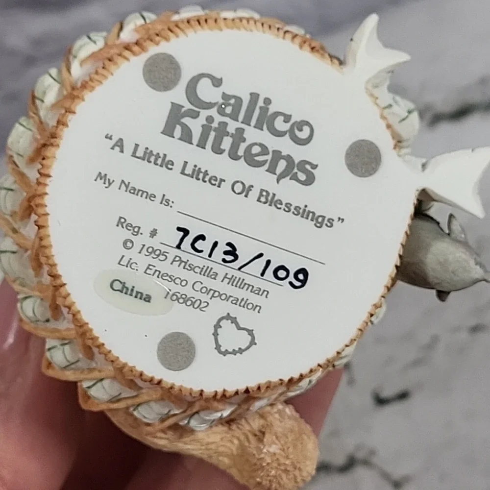 Enesco Calico Kittens A Little Litter Of Blessings 168602 With Birth Certificate